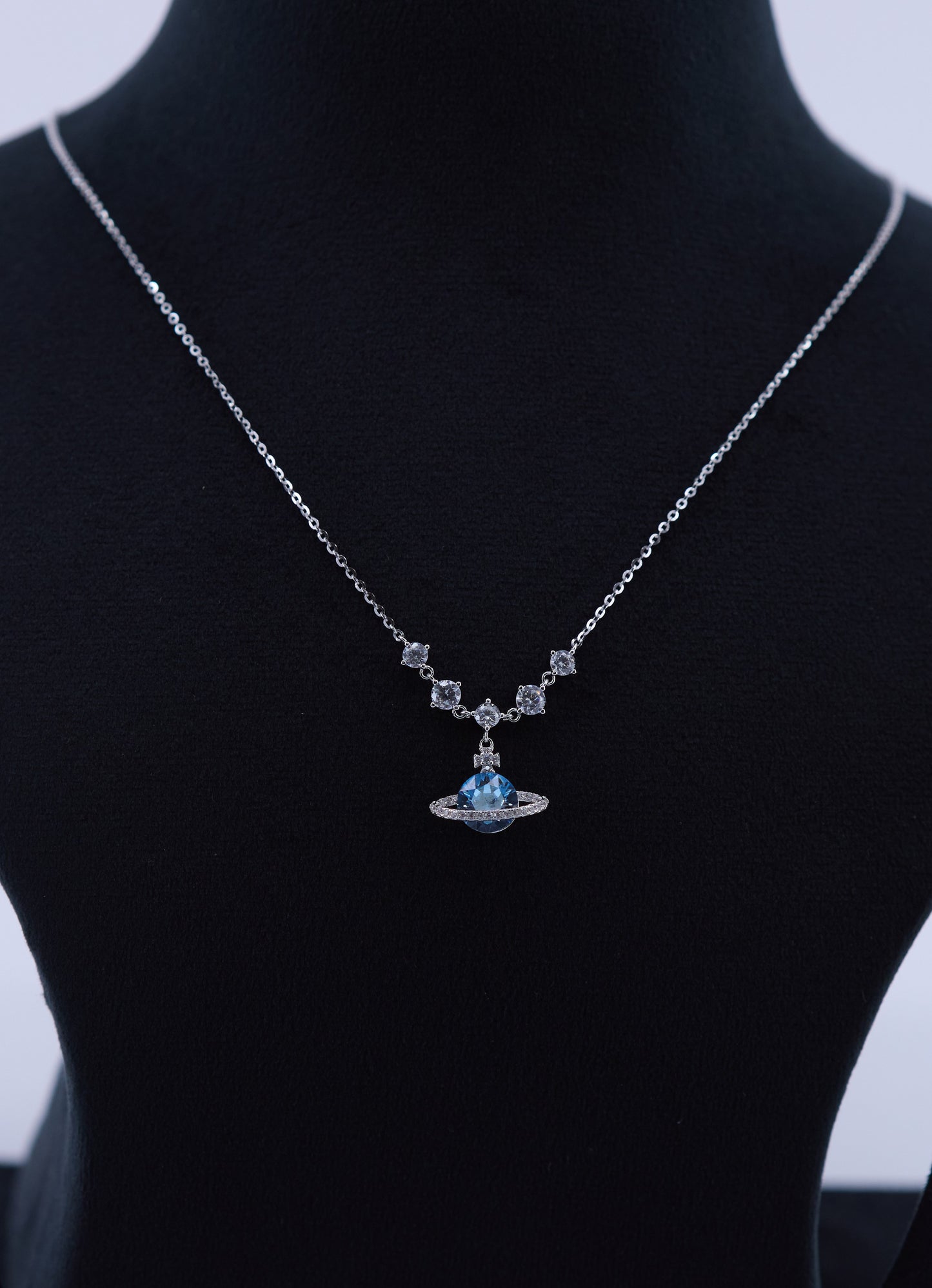 Orbit Blue Sapphire Pendant Necklace