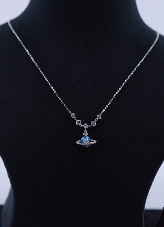 Orbit Blue Sapphire Pendant Necklace