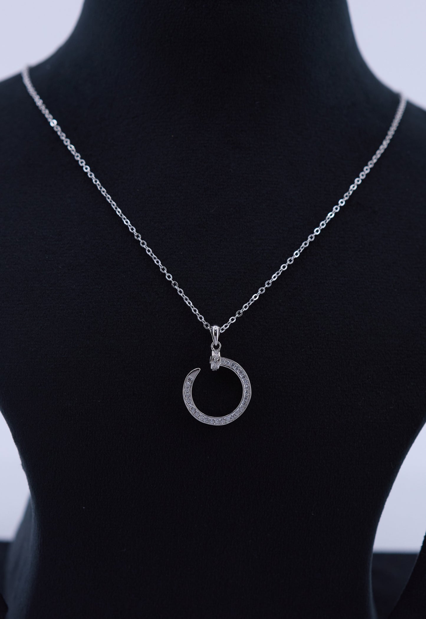 Luna Halo Sterling Silver Pendant Necklace