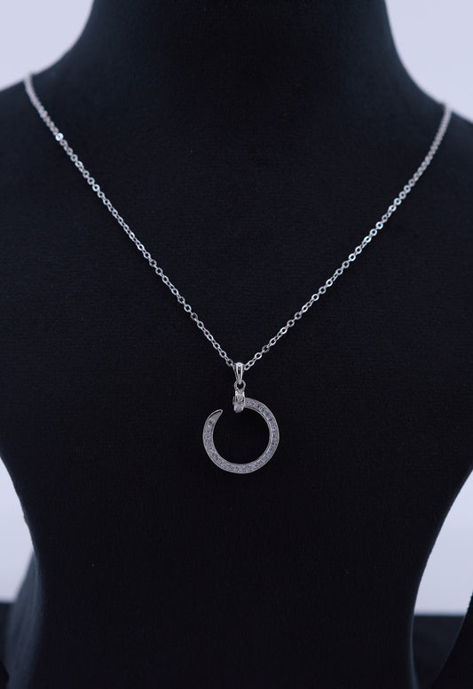 Luna Halo Sterling Silver Pendant Necklace