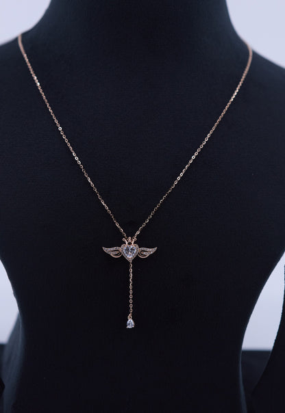 Celestial Heart Drop Necklace Rose gold