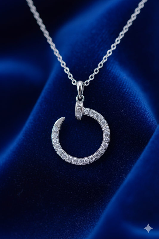 Luna Halo Sterling Silver Pendant Necklace