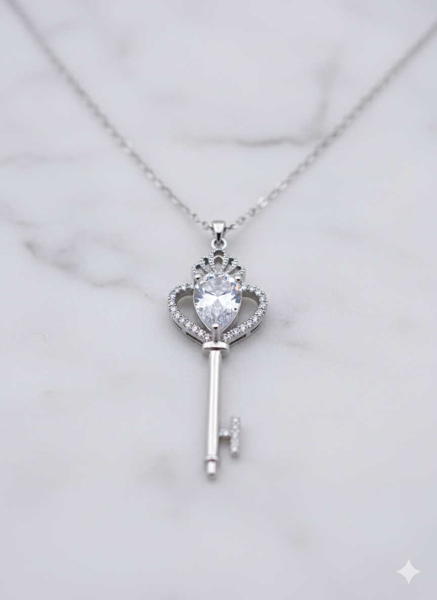 Key of Hearts Pendant Necklace