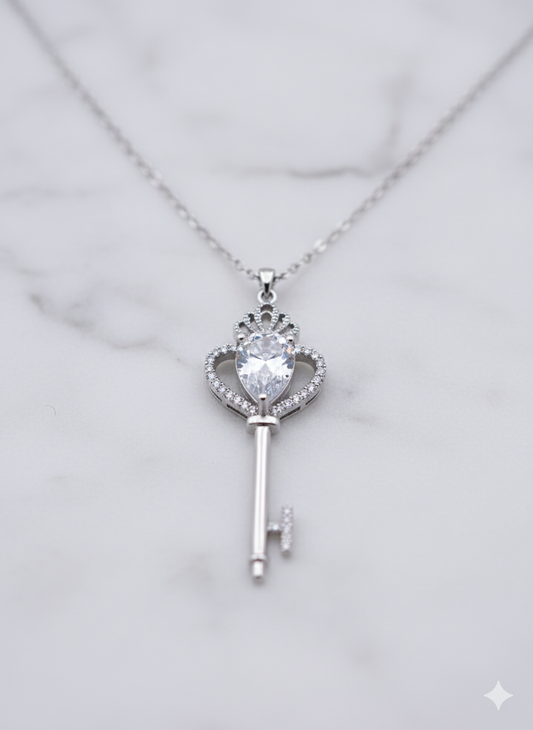 Key of Hearts Pendant Necklace