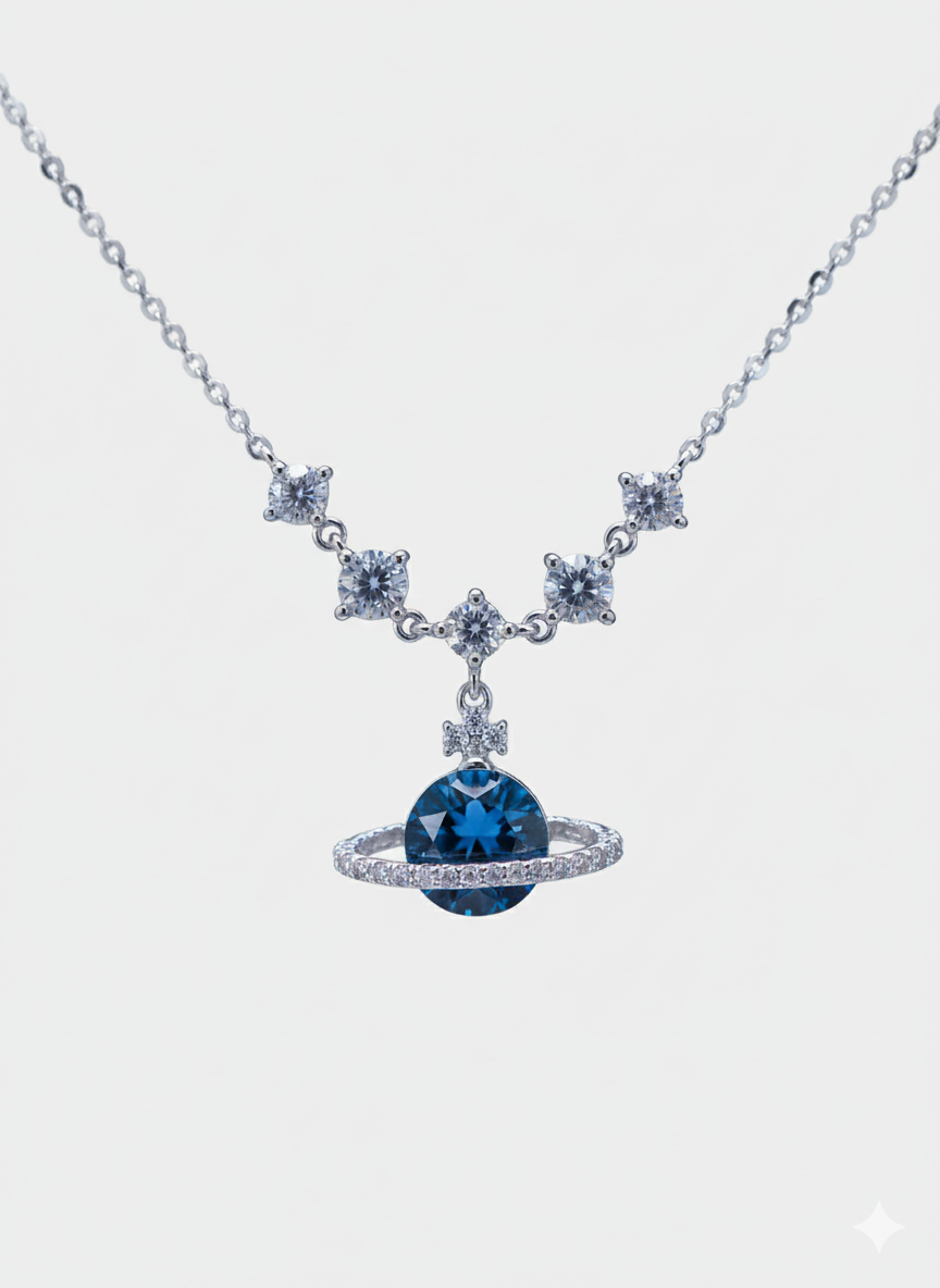 Orbit Blue Sapphire Pendant Necklace