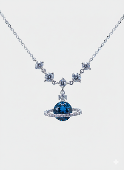 Orbit Blue Sapphire Pendant Necklace