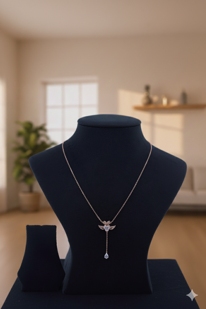 Celestial Heart Drop Necklace Rose gold