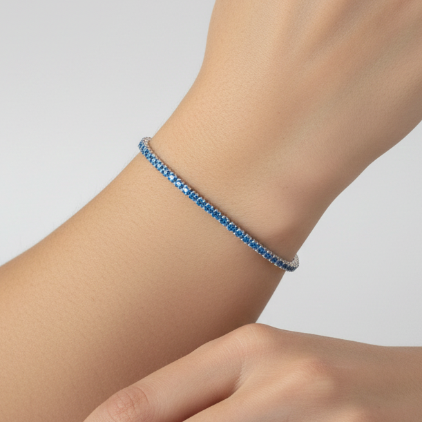 Blue tennis bracelet