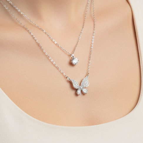 Pave Butterfly Pendant necklace