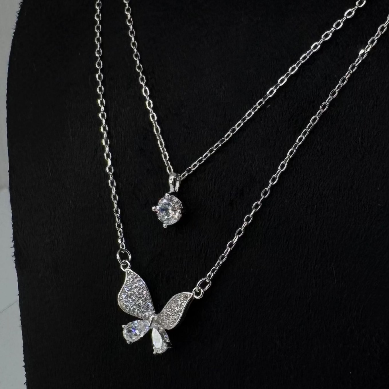 Pave Butterfly Pendant necklace